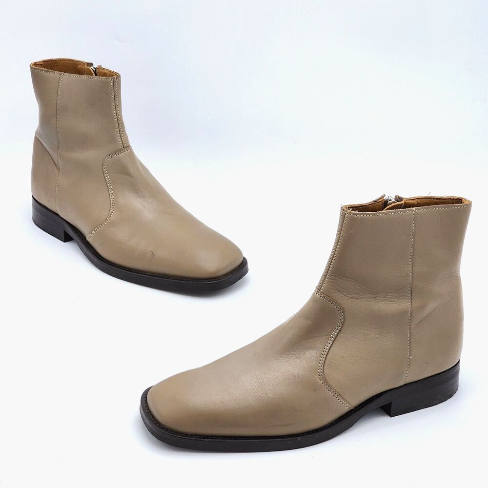 Zara Man Leather Heeled Ankle Boots Tan Men's Size 39 EU